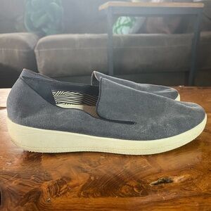 FitFlop Superskate Loafers Slip-On Shoes US 7.5 Blue Denim Canvas Comfort